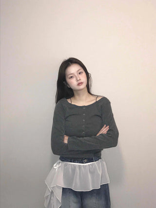 Mermaid Chiffon Frill Asymmetrical Mini Skirt