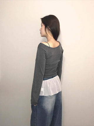 Mermaid Chiffon Frill Asymmetrical Mini Skirt