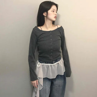 Mermaid Chiffon Frill Asymmetrical Mini Skirt