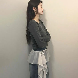 Mermaid Chiffon Frill Asymmetrical Mini Skirt