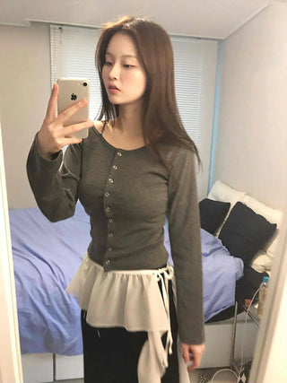 Mermaid Chiffon Frill Asymmetrical Mini Skirt