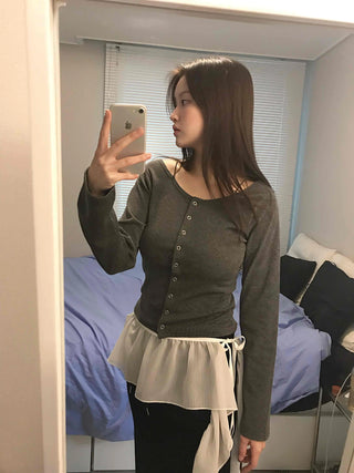 Mermaid Chiffon Frill Asymmetrical Mini Skirt