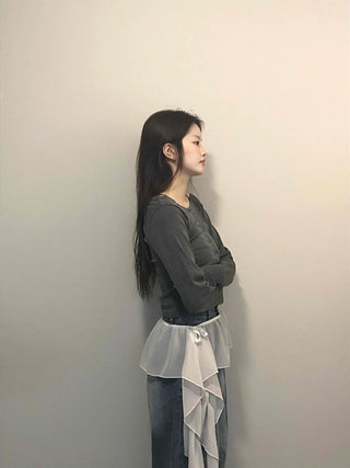 Mermaid Chiffon Frill Asymmetrical Mini Skirt