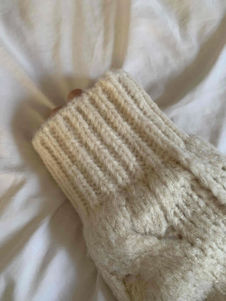Cable Knit Loose Fit Wool V-Neck Knit