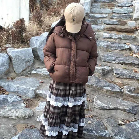 Oversized Down Hooded Voluminous Short Padded Jacket