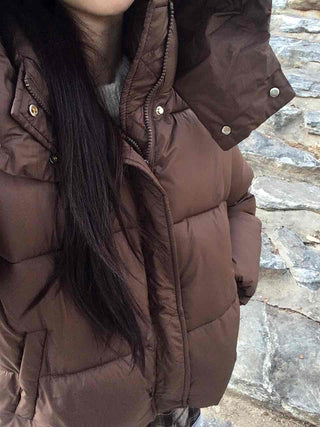 Oversized Down Hooded Voluminous Short Padded Jacket