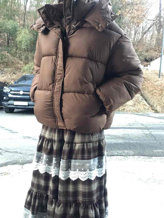 Oversized Down Hooded Voluminous Short Padded Jacket