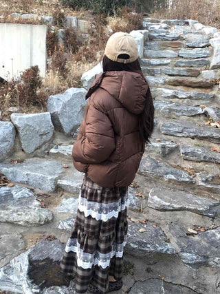 Oversized Down Hooded Voluminous Short Padded Jacket