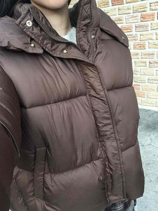Oversized Down Hooded Voluminous Short Padded Jacket