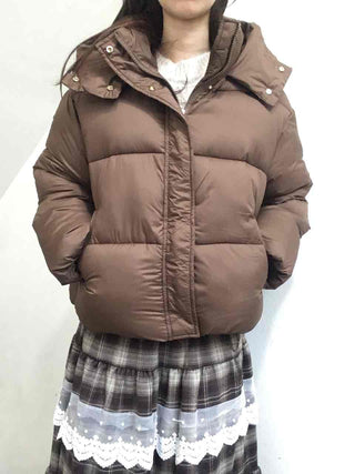 Oversized Down Hooded Voluminous Short Padded Jacket