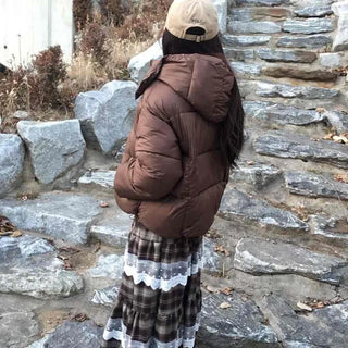 Oversized Down Hooded Voluminous Short Padded Jacket