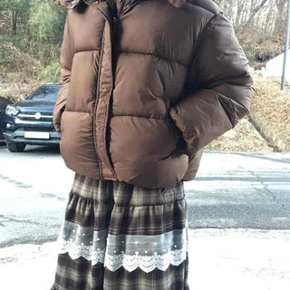 Oversized Down Hooded Voluminous Short Padded Jacket