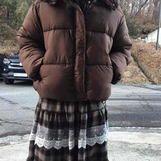 Oversized Down Hooded Voluminous Short Padded Jacket