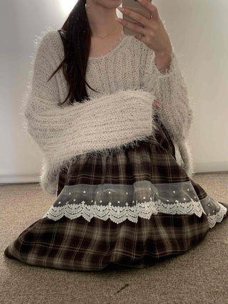 Fuzzy Angora V-neck Loose Fit Knit