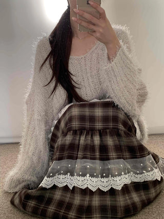 Fuzzy Angora V-neck Loose Fit Knit