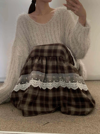 Fuzzy Angora V-neck Loose Fit Knit