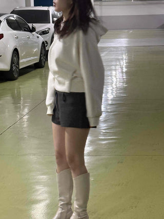 Cozy Mood Simple Wool Set-up Mini Shorts