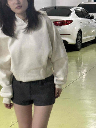 Cozy Mood Simple Wool Set-up Mini Shorts