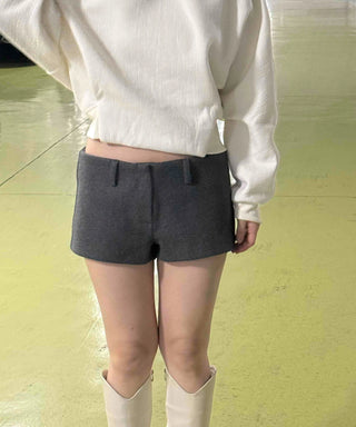 Cozy Mood Simple Wool Set-up Mini Shorts