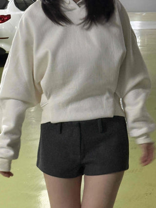 Cozy Mood Simple Wool Set-up Mini Shorts