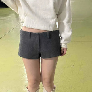 Cozy Mood Simple Wool Set-up Mini Shorts