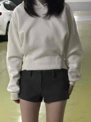 Cozy Mood Simple Wool Set-up Mini Shorts