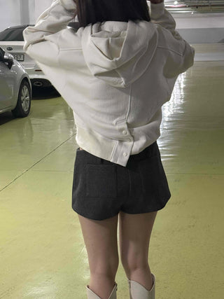 Cozy Mood Simple Wool Set-up Mini Shorts
