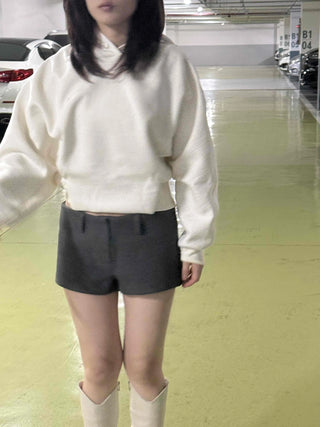 Cozy Mood Simple Wool Set-up Mini Shorts