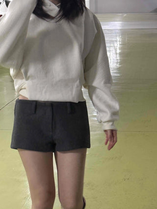 Cozy Mood Simple Wool Set-up Mini Shorts