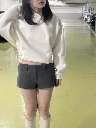 Cozy Mood Simple Wool Set-up Mini Shorts