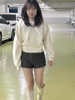 Cozy Mood Simple Wool Set-up Mini Shorts