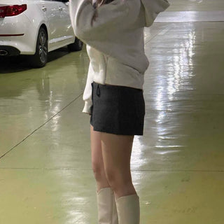 Cozy Mood Simple Wool Set-up Mini Shorts