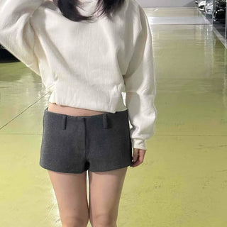 Cozy Mood Simple Wool Set-up Mini Shorts