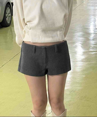 Cozy Mood Simple Wool Set-up Mini Shorts