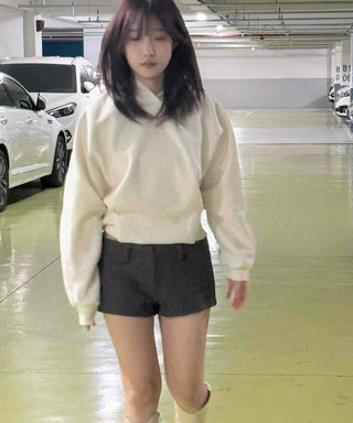Cozy Mood Simple Wool Set-up Mini Shorts