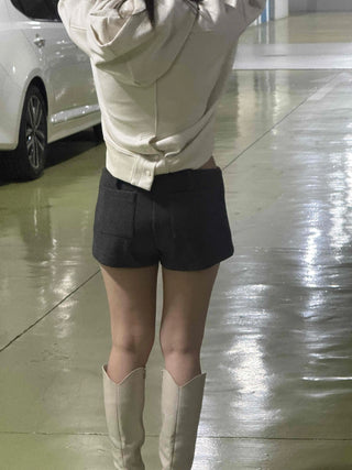 Cozy Mood Simple Wool Set-up Mini Shorts
