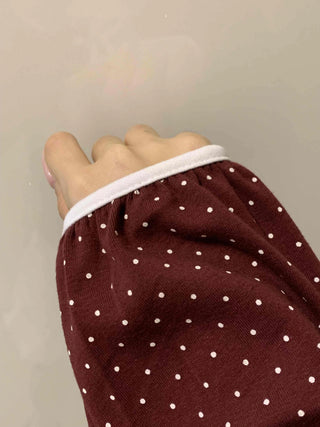 Lovely Dot Ribbon Shirred Puff Long Sleeve T-shirt