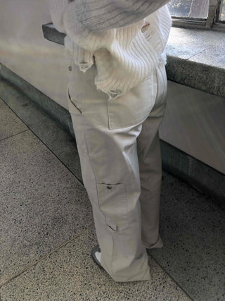 Wide Long Pants with Back Flap Pocket Drawstring