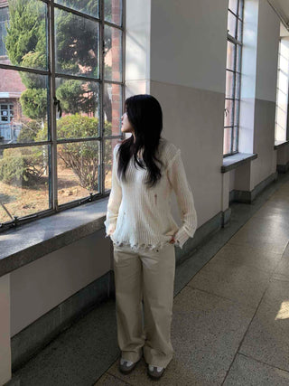 Wide Long Pants with Back Flap Pocket Drawstring
