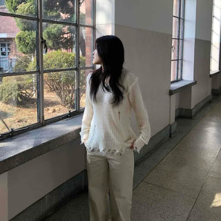 Wide Long Pants with Back Flap Pocket Drawstring