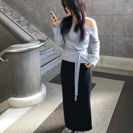 Daily Simple Straight H-Line Long Skirt