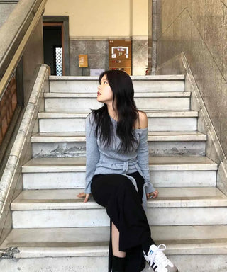 Soft Touch Off-Shoulder Wrap String Knit