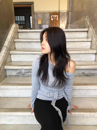 Soft Touch Off-Shoulder Wrap String Knit