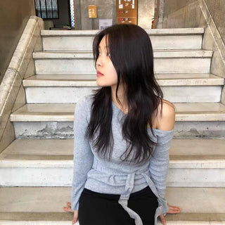 Soft Touch Off-Shoulder Wrap String Knit