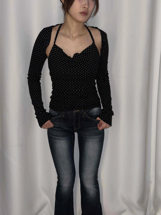 Coated leather texture mid-rise flare denim pants