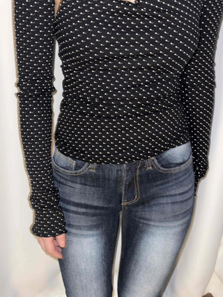 Coated leather texture mid-rise flare denim pants