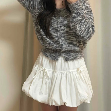Bubble Shirring Ribbon Tiered Mini Skirt