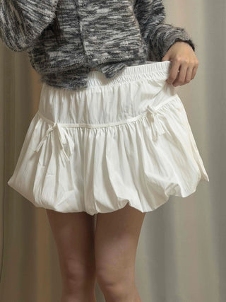Bubble Shirring Ribbon Tiered Mini Skirt