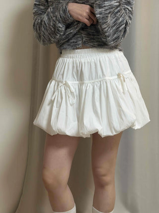 Bubble Shirring Ribbon Tiered Mini Skirt