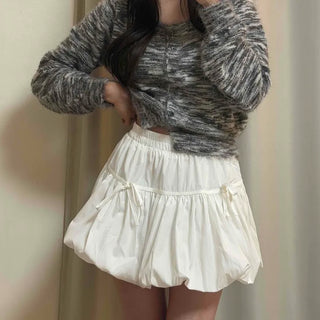Bubble Shirring Ribbon Tiered Mini Skirt